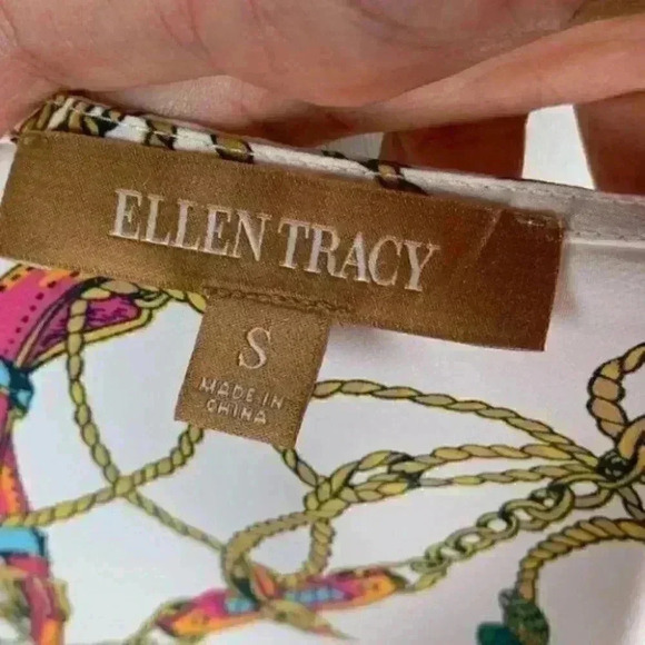 Ellen Tracy top size S geometric 3/4 sleeve career - Picture 6 of 8